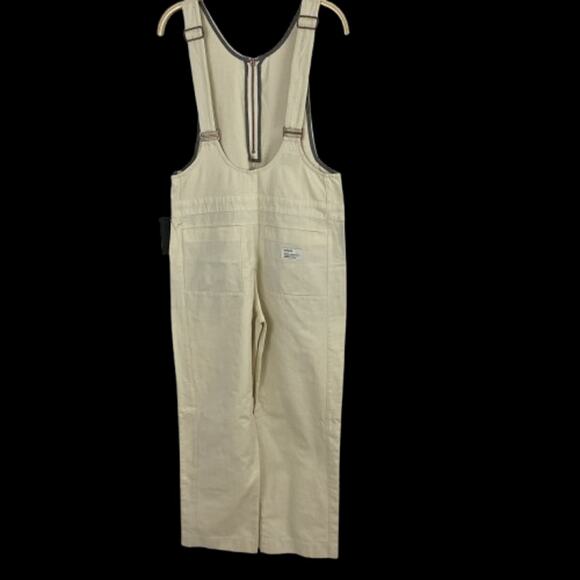 Hurley Modernist Zip Painter Overalls Women S Cream Cotton Canvas Streetwear NWT - Picture 2 of 13